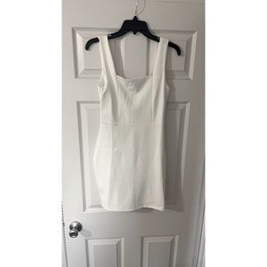 Fitted White Mini Dress- Pink Lily